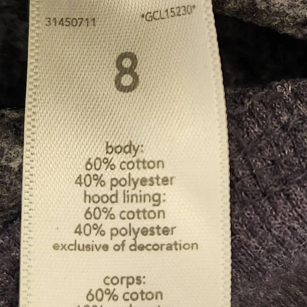OshKosh girls size 8 navy blue pink textured hoodie zip up sweater